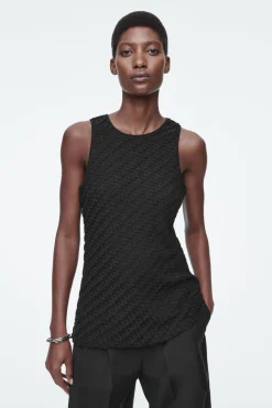 Outlet COS EMBELLISHED HOUNDSTOOTH TOP BLACK