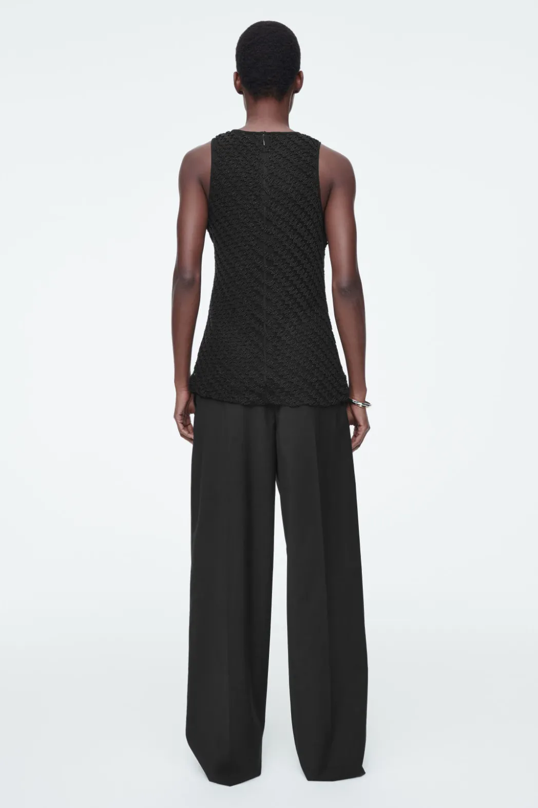 Outlet COS EMBELLISHED HOUNDSTOOTH TOP BLACK