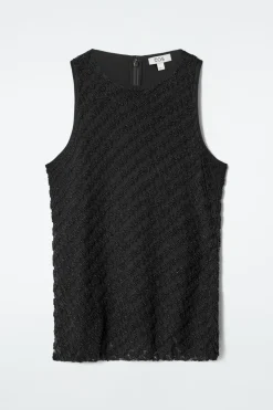 Outlet COS EMBELLISHED HOUNDSTOOTH TOP BLACK
