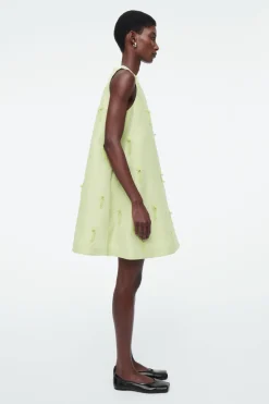Sale COS EMBELLISHED MINI SHIFT DRESS PALE GREEN
