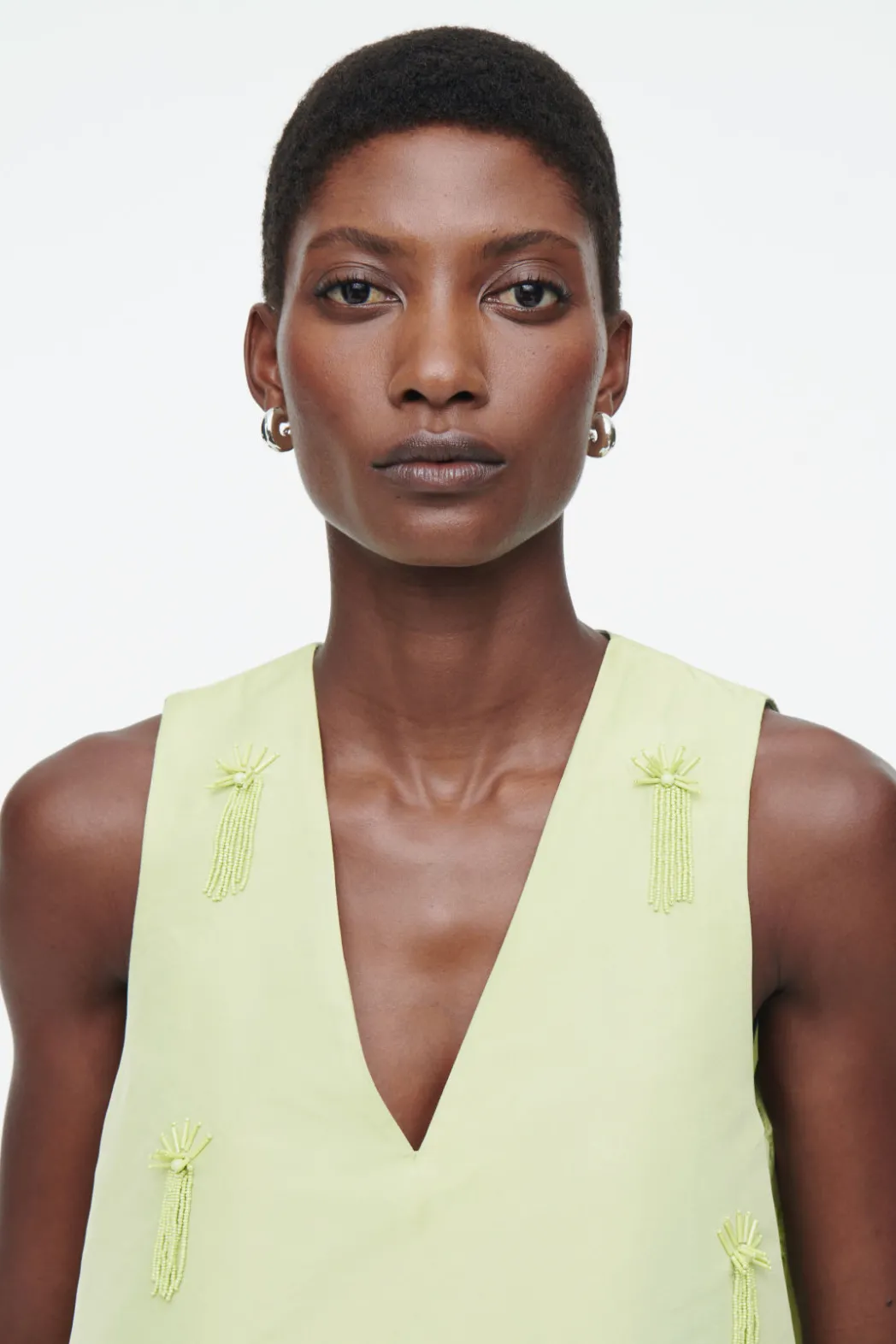 Sale COS EMBELLISHED MINI SHIFT DRESS PALE GREEN