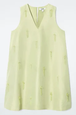 Sale COS EMBELLISHED MINI SHIFT DRESS PALE GREEN