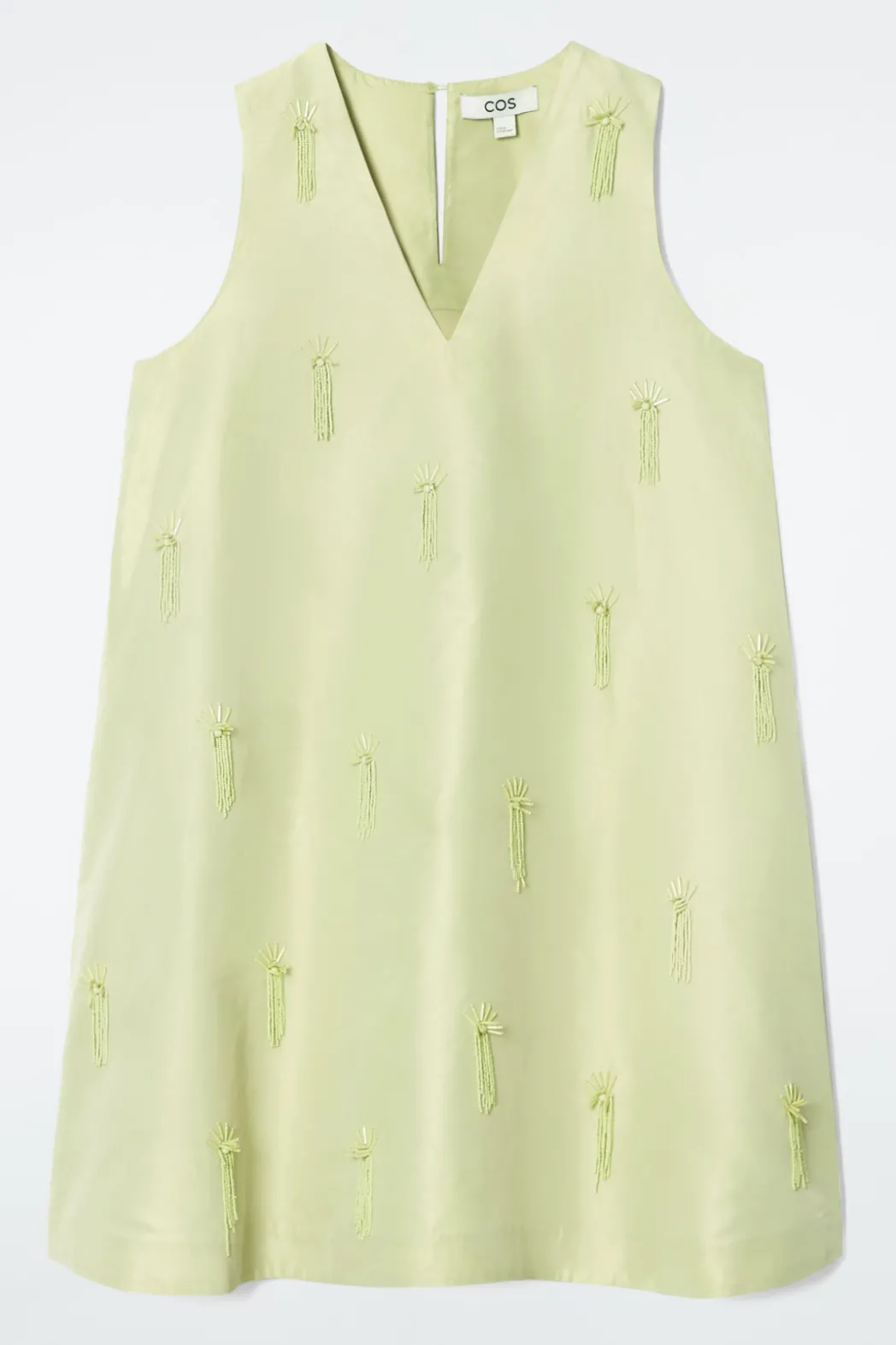 Sale COS EMBELLISHED MINI SHIFT DRESS PALE GREEN