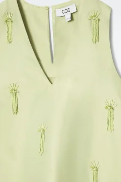 Sale COS EMBELLISHED MINI SHIFT DRESS PALE GREEN