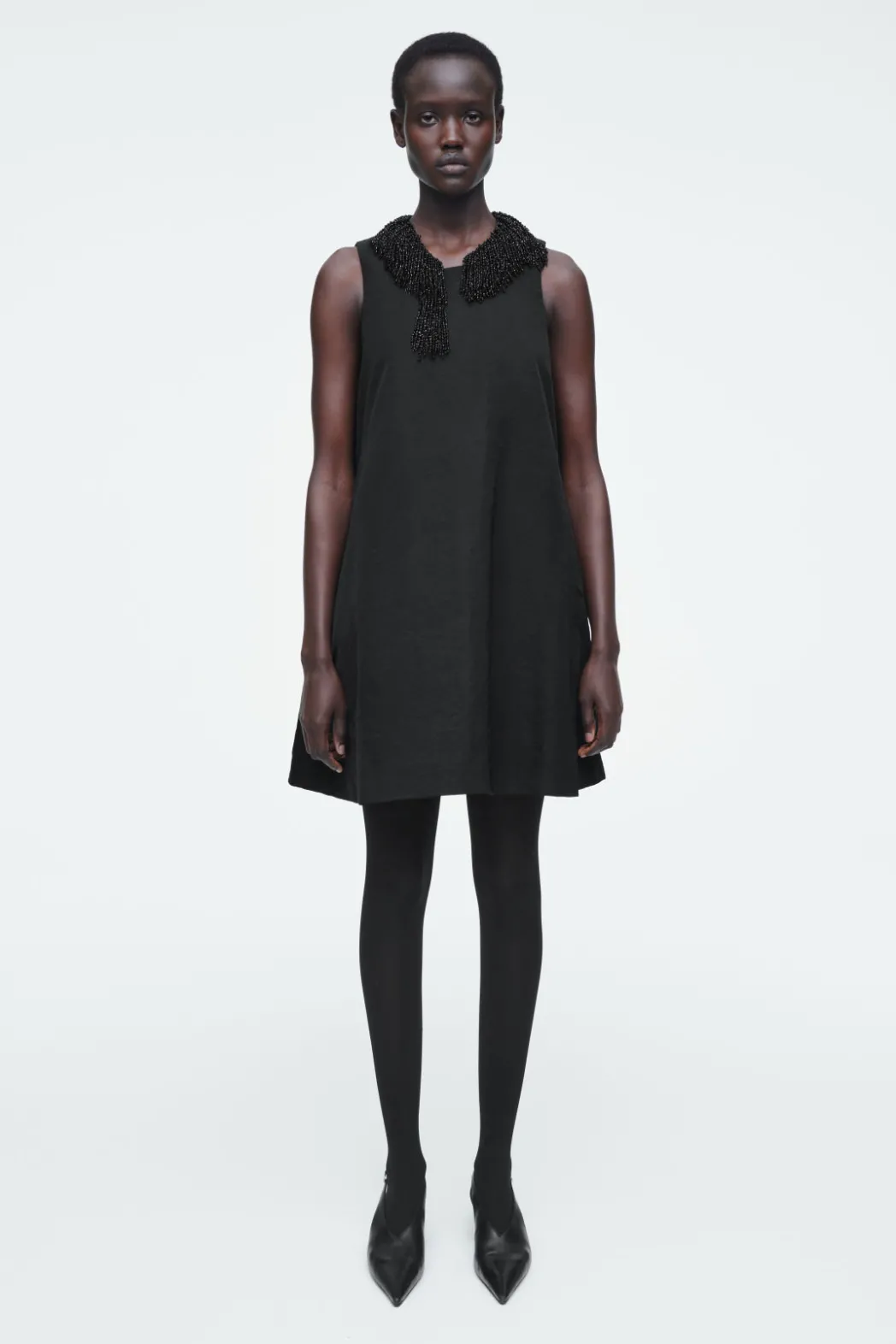 Sale COS EMBELLISHED RACER-NECK DRESS BLACK