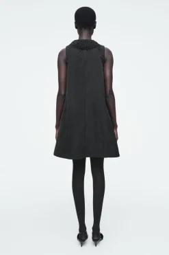 Sale COS EMBELLISHED RACER-NECK DRESS BLACK