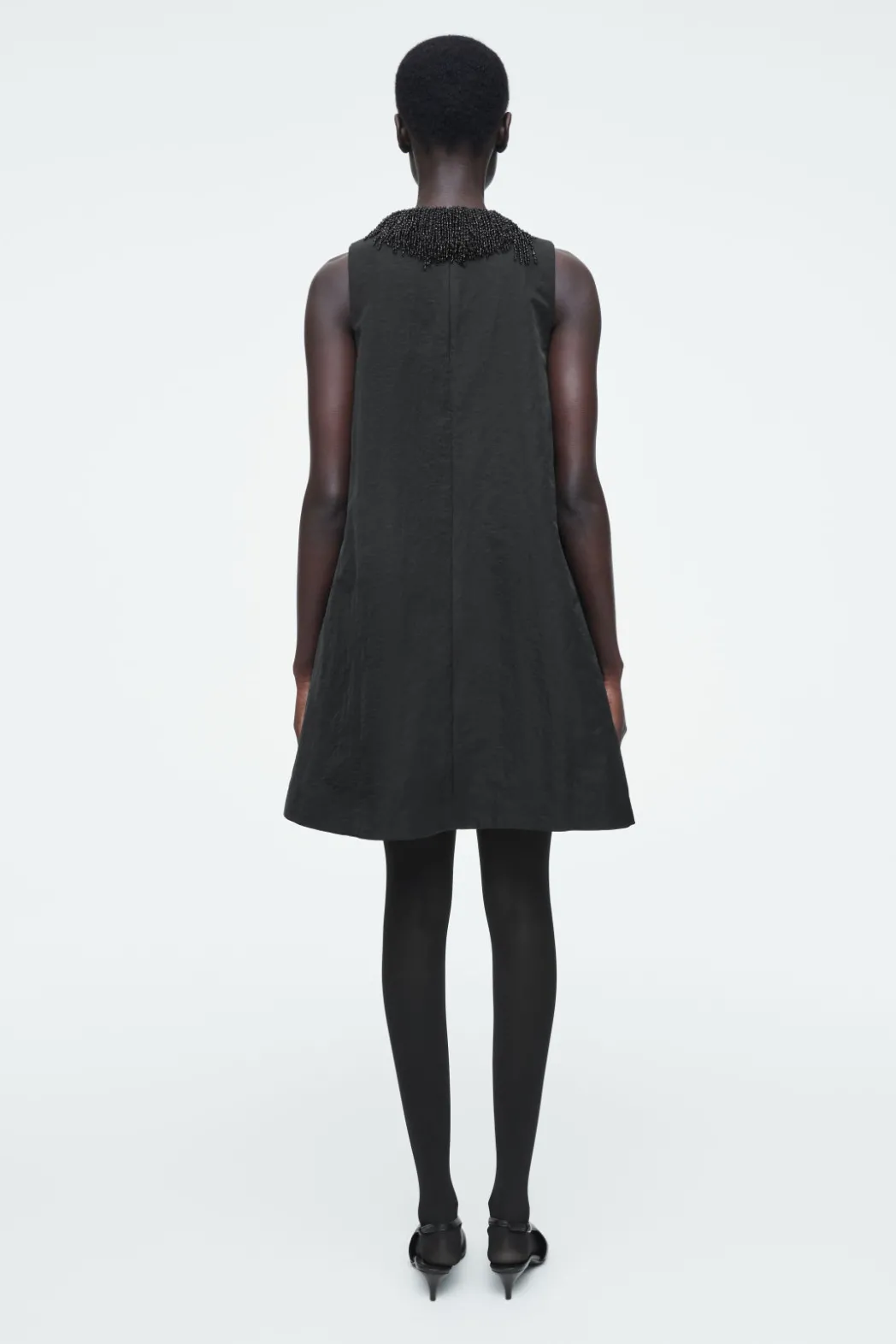 Sale COS EMBELLISHED RACER-NECK DRESS BLACK