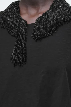 Sale COS EMBELLISHED RACER-NECK DRESS BLACK