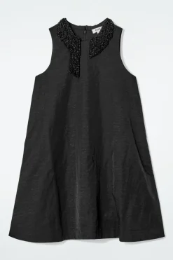 Sale COS EMBELLISHED RACER-NECK DRESS BLACK