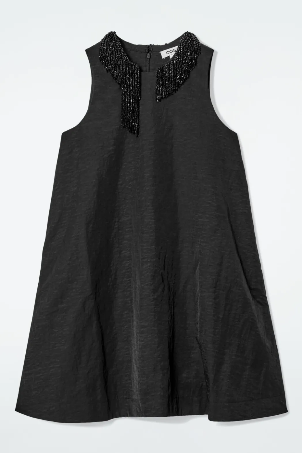 Sale COS EMBELLISHED RACER-NECK DRESS BLACK
