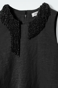 Sale COS EMBELLISHED RACER-NECK DRESS BLACK