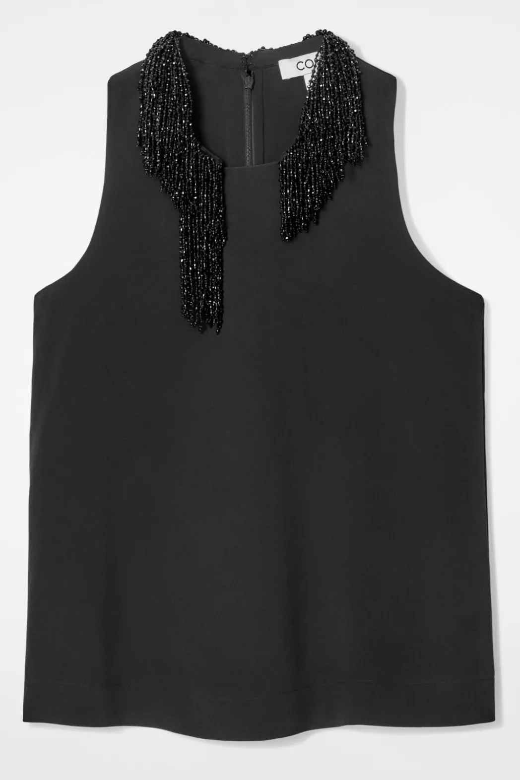 Hot COS EMBELLISHED RACER-NECK TOP BLACK