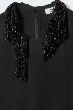 Hot COS EMBELLISHED RACER-NECK TOP BLACK