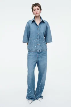 Clearance COS EMBELLISHED RELAXED JEANS MID BLUE