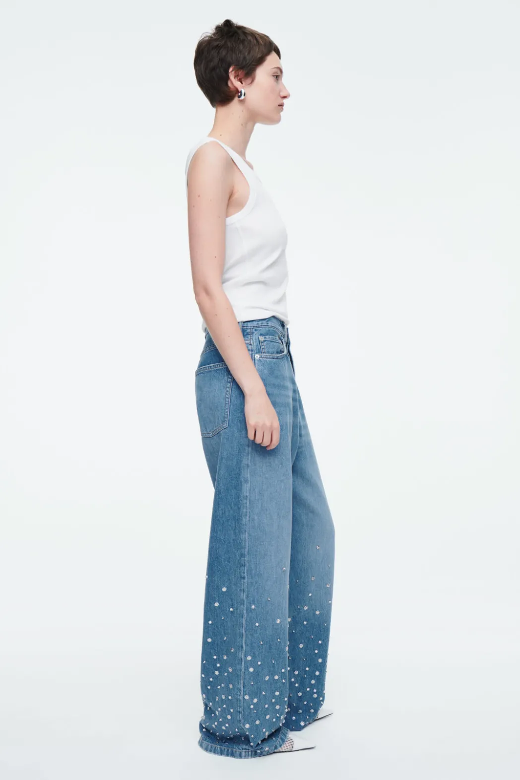 Clearance COS EMBELLISHED RELAXED JEANS MID BLUE