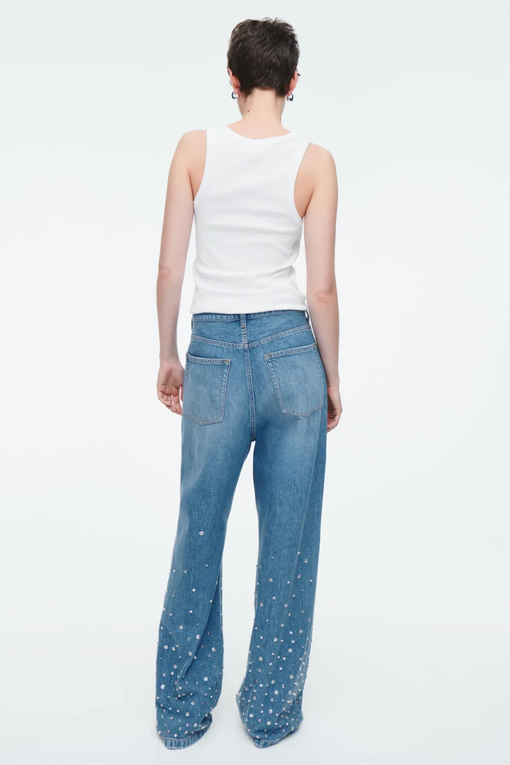Clearance COS EMBELLISHED RELAXED JEANS MID BLUE