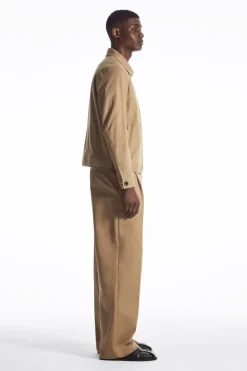 Clearance COS EMBROIDERED FLORAL ZIP-UP OVERSHIRT TAN BEIGE