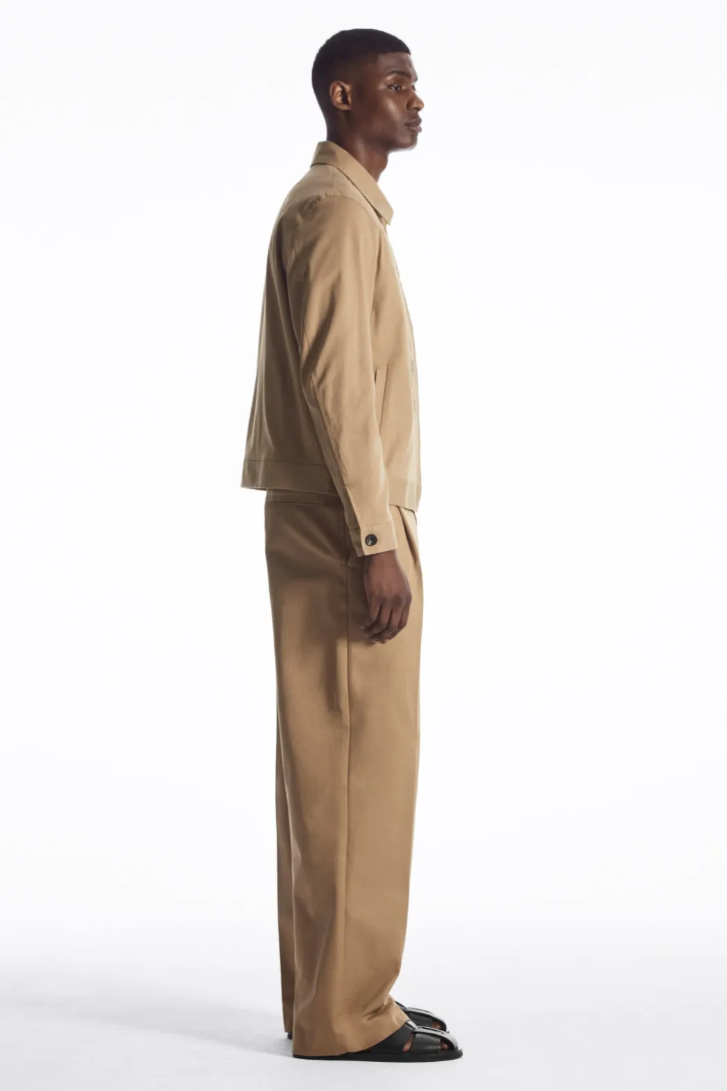 Clearance COS EMBROIDERED FLORAL ZIP-UP OVERSHIRT TAN BEIGE