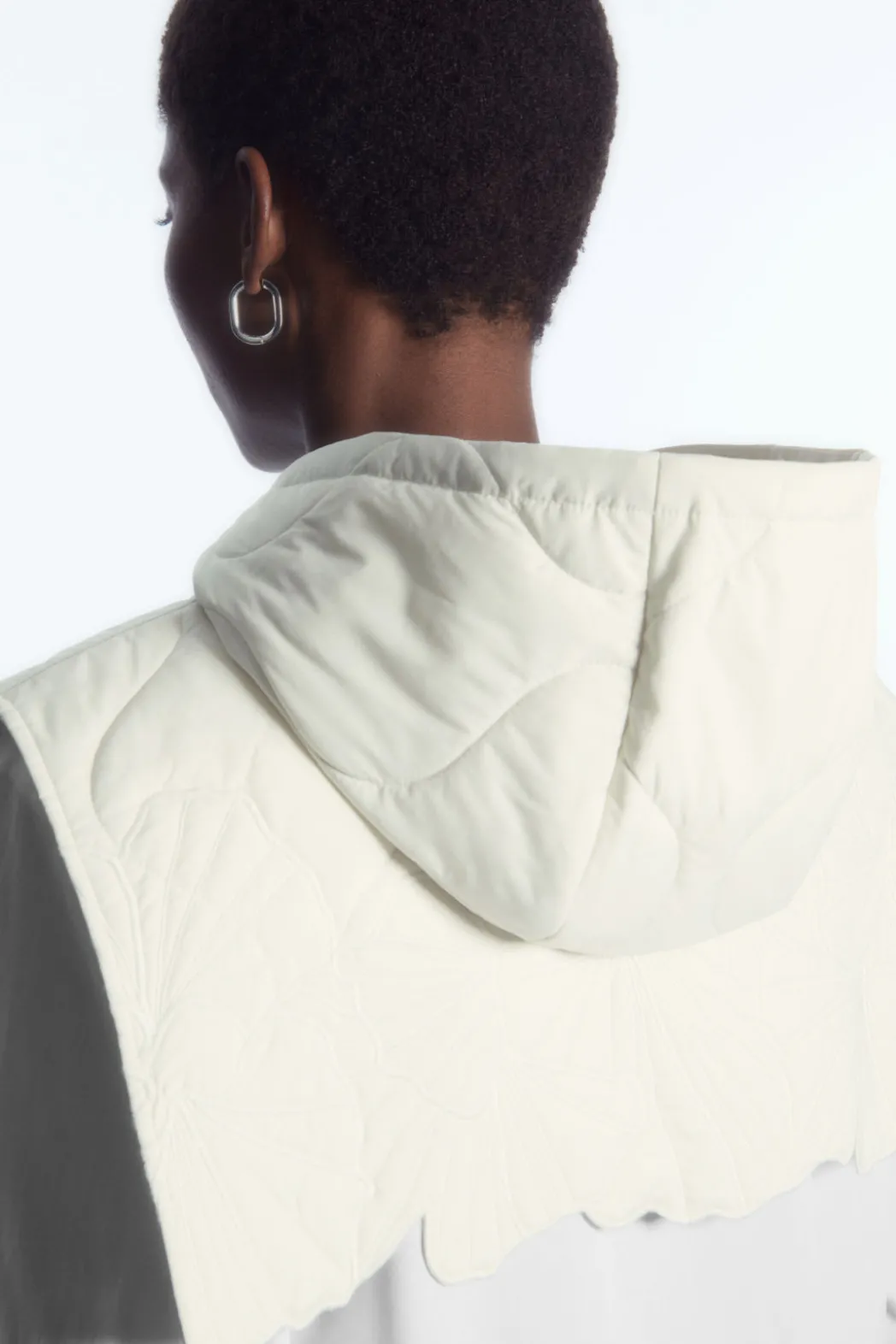 Best COS EMBROIDERED QUILTED HOOD OFF-WHITE