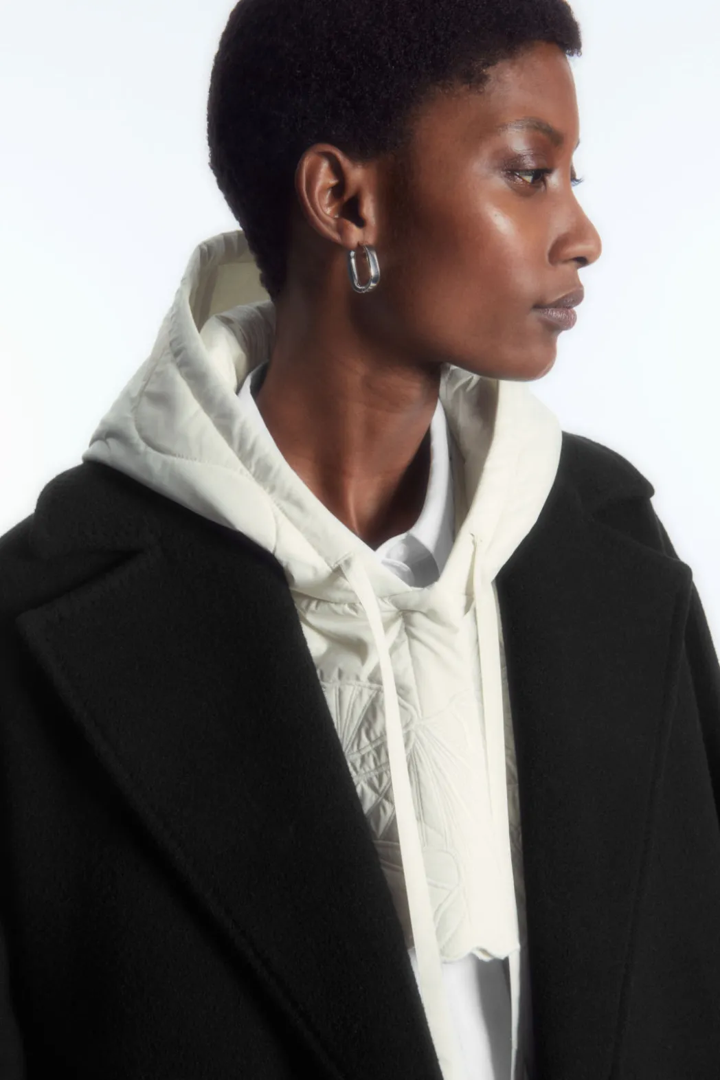 Best COS EMBROIDERED QUILTED HOOD OFF-WHITE