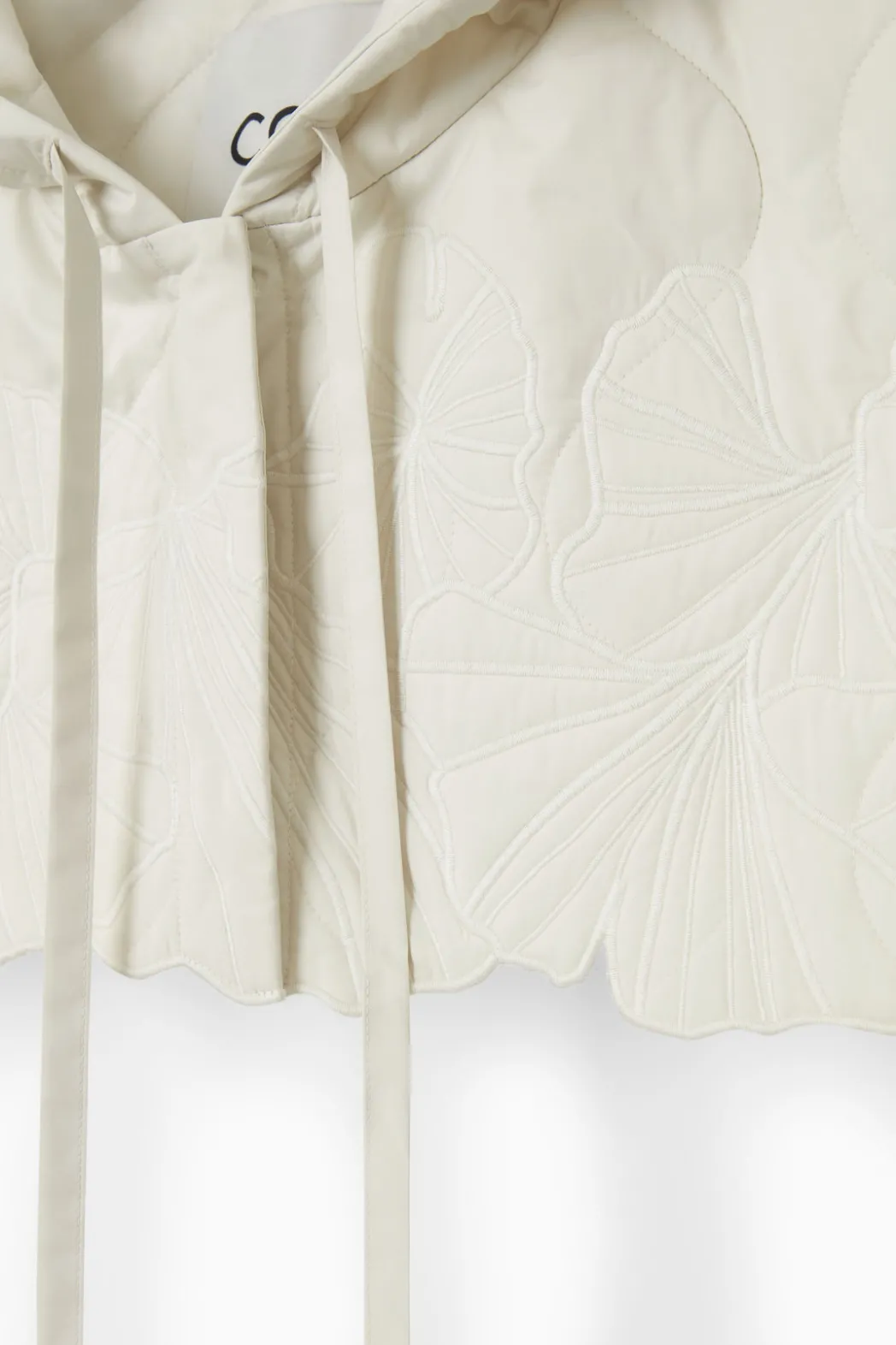 Best COS EMBROIDERED QUILTED HOOD OFF-WHITE