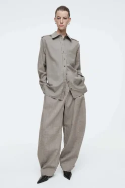 Clearance COS EPAULET-DETAIL WOOL SHIRT LIGHT BROWN
