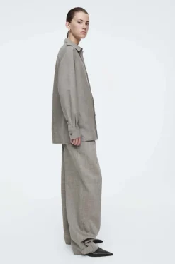Clearance COS EPAULET-DETAIL WOOL SHIRT LIGHT BROWN
