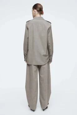 Clearance COS EPAULET-DETAIL WOOL SHIRT LIGHT BROWN
