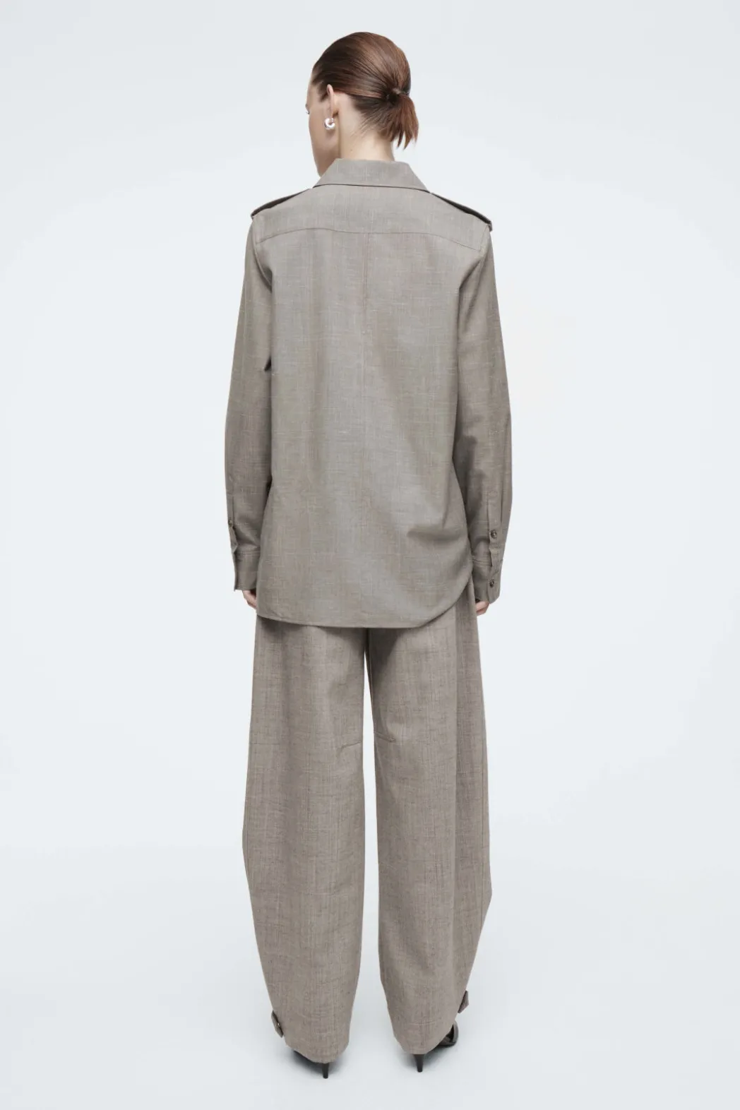 Clearance COS EPAULET-DETAIL WOOL SHIRT LIGHT BROWN