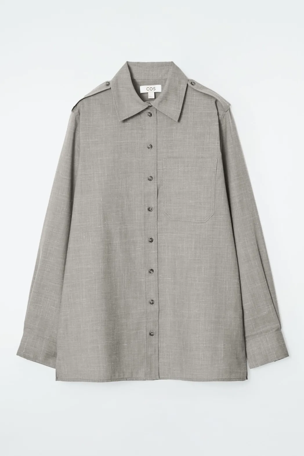 Clearance COS EPAULET-DETAIL WOOL SHIRT LIGHT BROWN