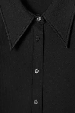 Outlet COS EXAGGERATED-COLLAR JERSEY SHIRT BLACK