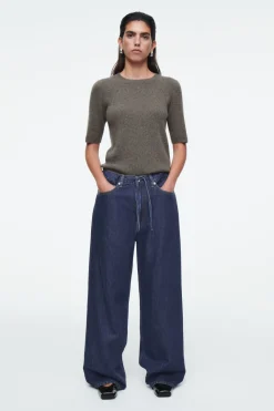Best COS EXTRA WIDE-LEG DRAWSTRING DENIM PANTS BLUE