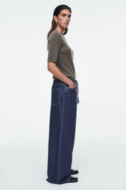Best COS EXTRA WIDE-LEG DRAWSTRING DENIM PANTS BLUE