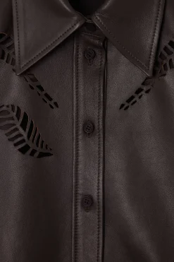 Outlet COS EYELET LEATHER WESTERN SHIRT DARK BROWN