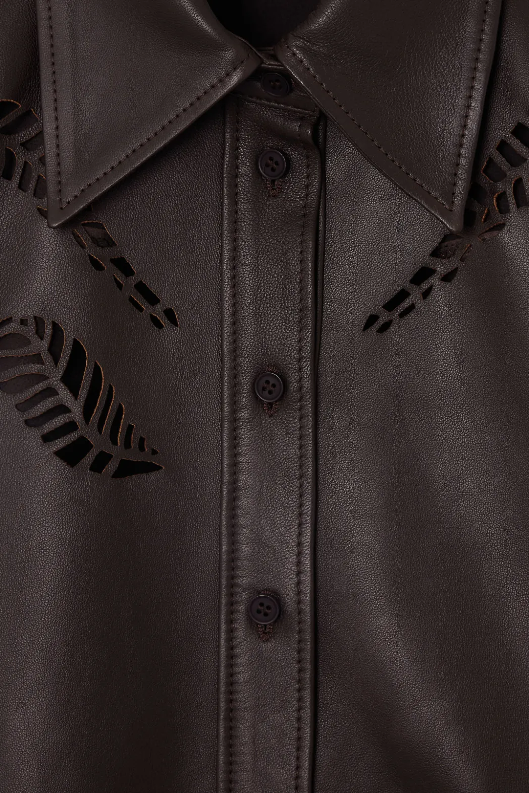 Outlet COS EYELET LEATHER WESTERN SHIRT DARK BROWN