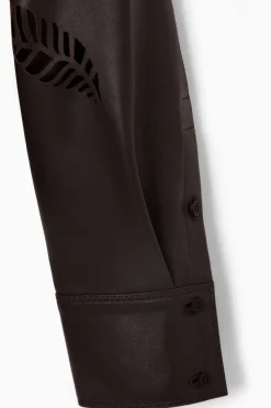 Outlet COS EYELET LEATHER WESTERN SHIRT DARK BROWN