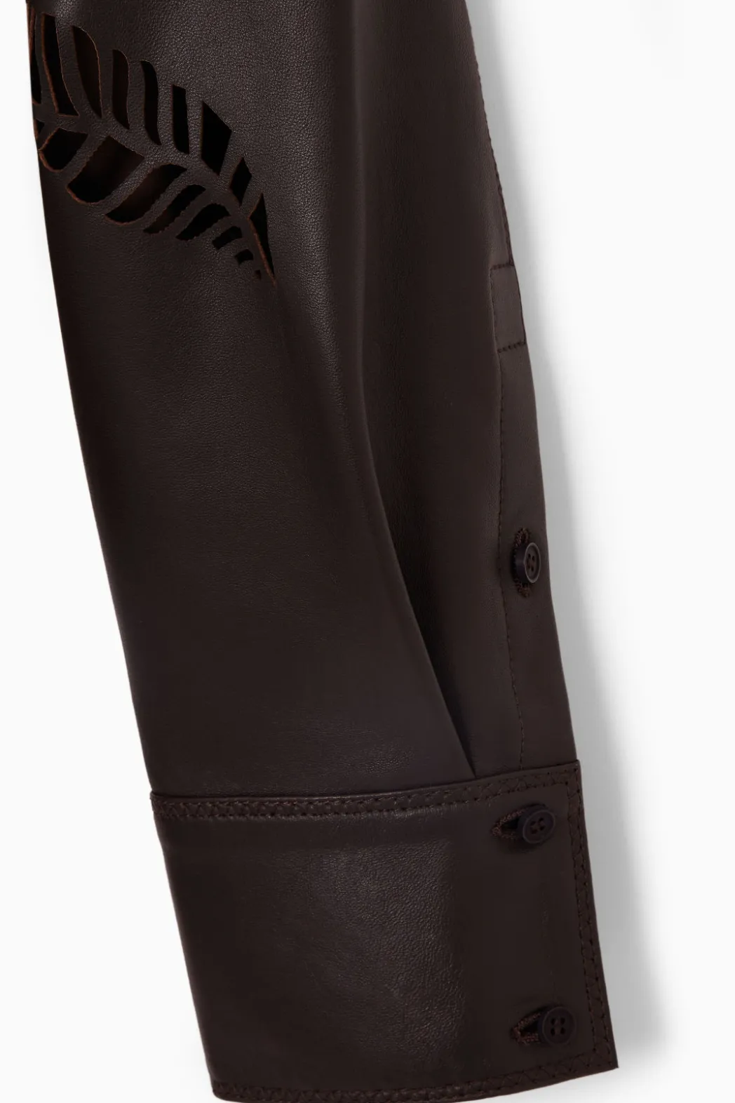 Outlet COS EYELET LEATHER WESTERN SHIRT DARK BROWN