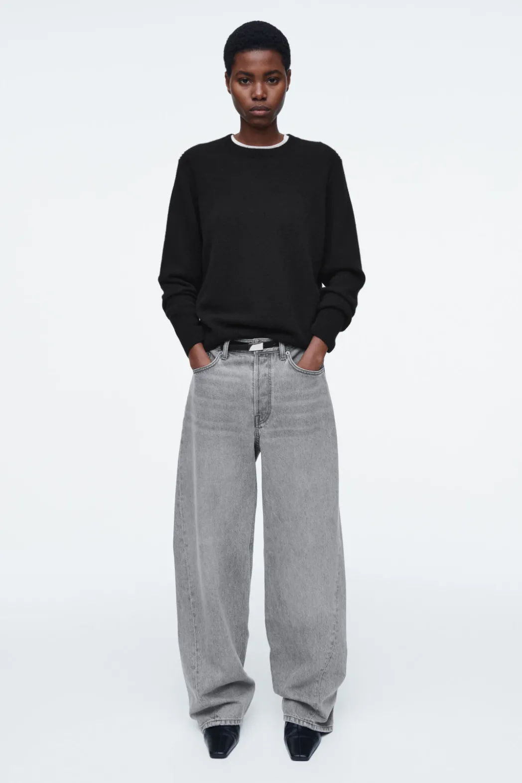 Discount COS FACADE STRAIGHT-LEG JEANS GRAY