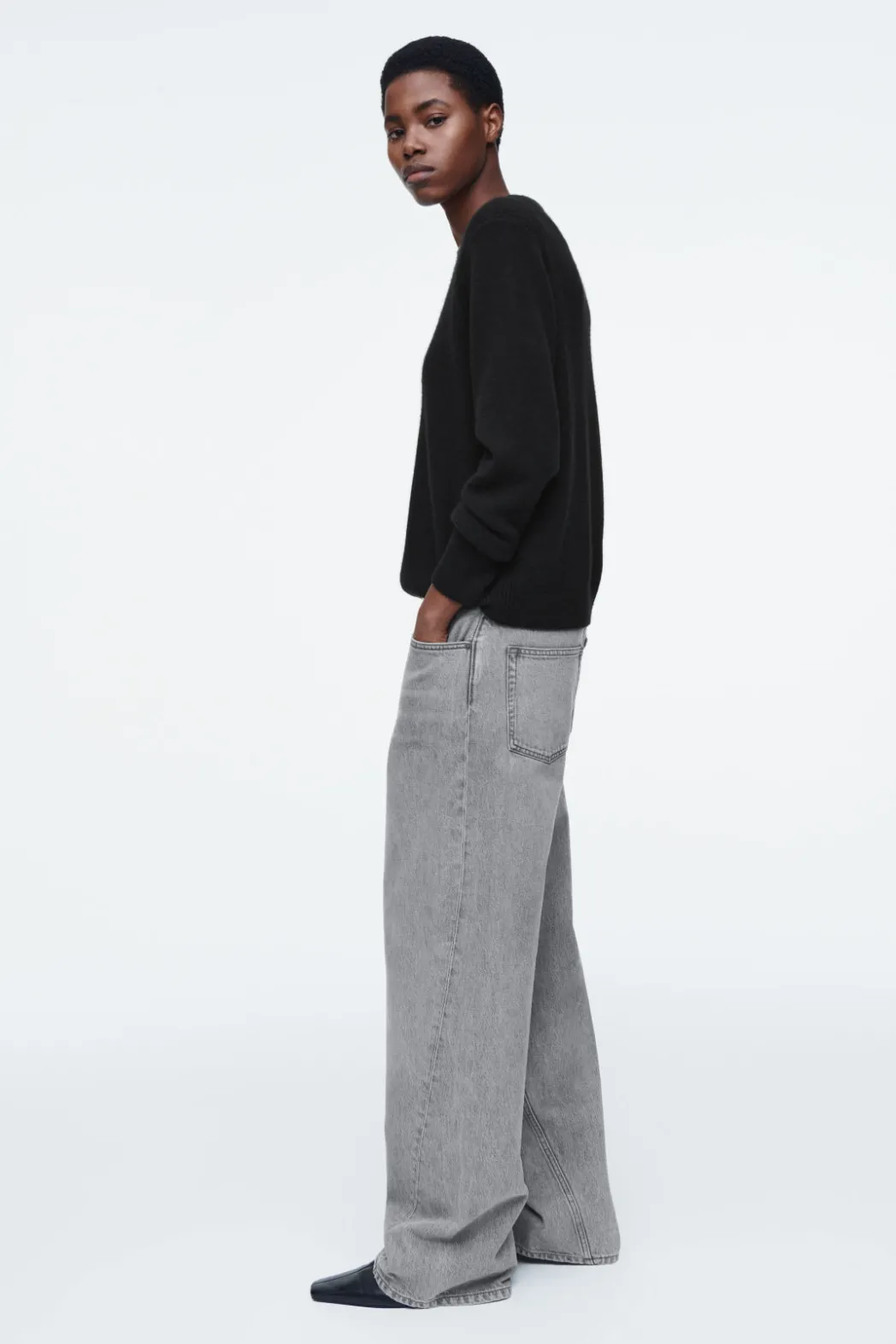 Discount COS FACADE STRAIGHT-LEG JEANS GRAY