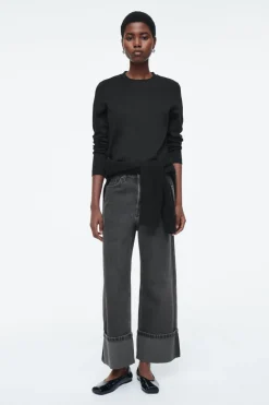 COS FACADE TURN-UP STRAIGHT-LEG JEANS BLACK