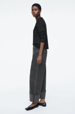 COS FACADE TURN-UP STRAIGHT-LEG JEANS BLACK