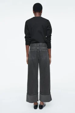 COS FACADE TURN-UP STRAIGHT-LEG JEANS BLACK