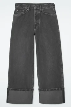COS FACADE TURN-UP STRAIGHT-LEG JEANS BLACK
