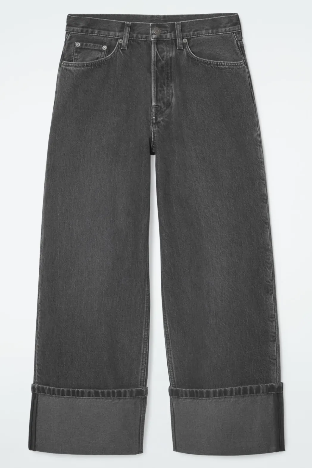 COS FACADE TURN-UP STRAIGHT-LEG JEANS BLACK