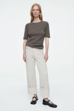 Online COS FACADE TURN-UP STRAIGHT-LEG JEANS LIGHT GRAY
