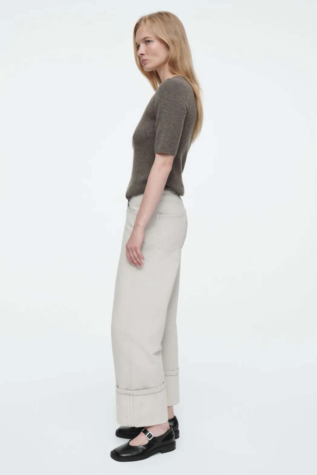 Online COS FACADE TURN-UP STRAIGHT-LEG JEANS LIGHT GRAY