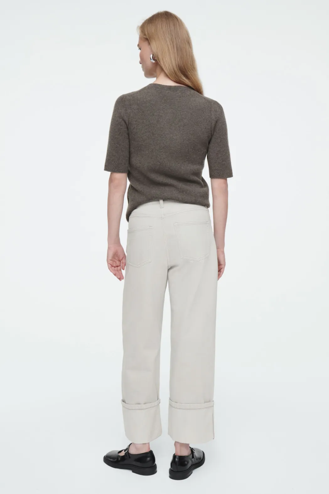 Online COS FACADE TURN-UP STRAIGHT-LEG JEANS LIGHT GRAY