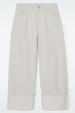 Online COS FACADE TURN-UP STRAIGHT-LEG JEANS LIGHT GRAY
