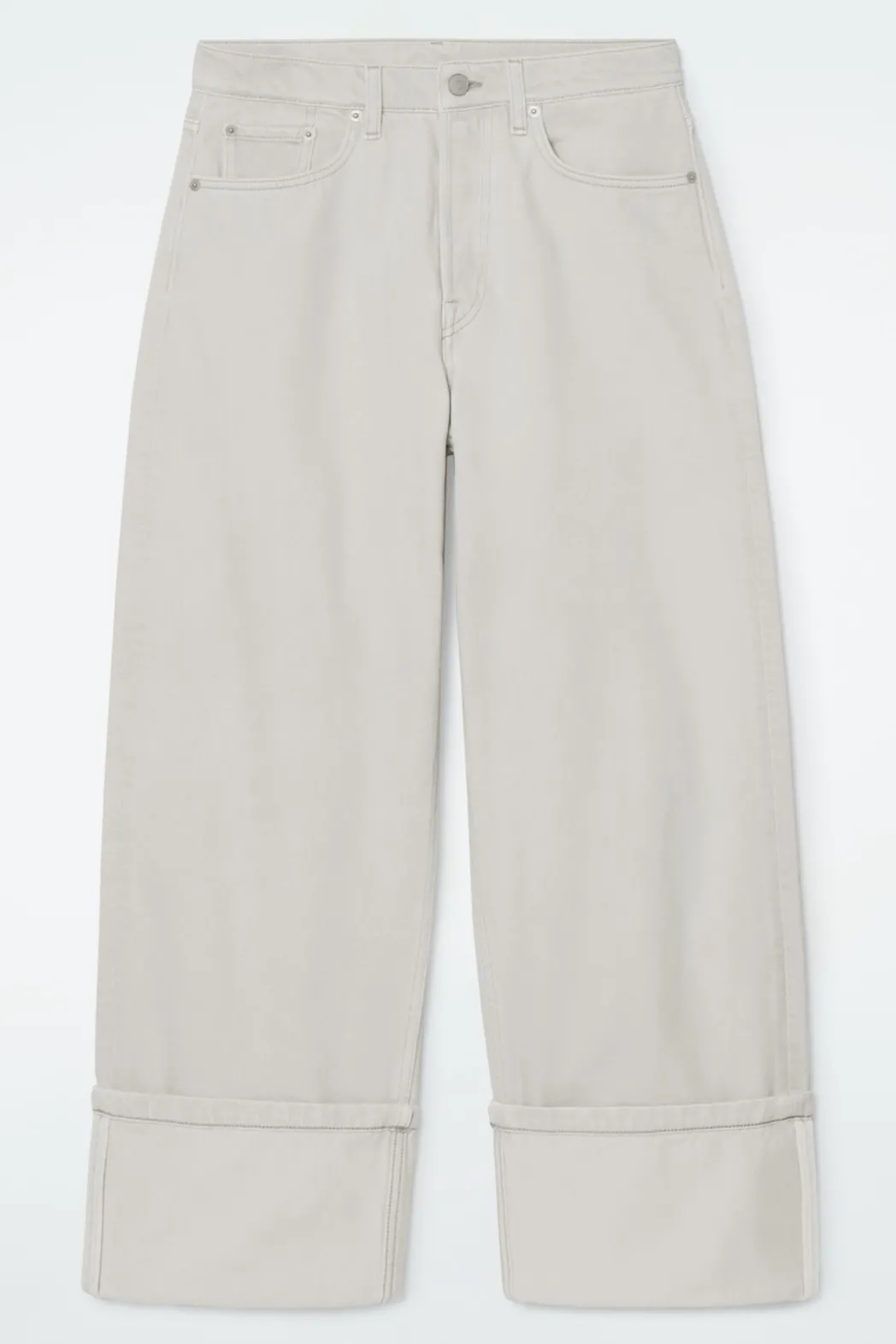 Online COS FACADE TURN-UP STRAIGHT-LEG JEANS LIGHT GRAY
