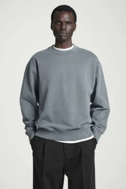 New COS FADED MOCK-NECK SWEATSHIRT WASHED BLACK